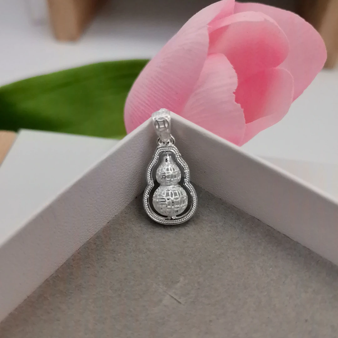 吊坠足银 足银旋转葫芦吊坠双面精美气质手工时尚轻奢百搭精致