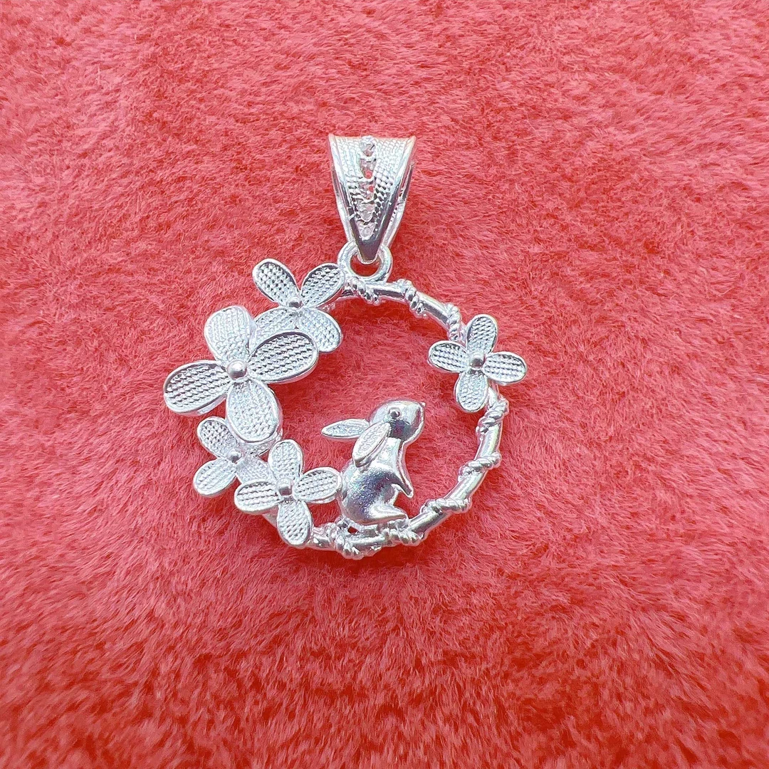 吊坠足银 【花边望月兔吊坠】