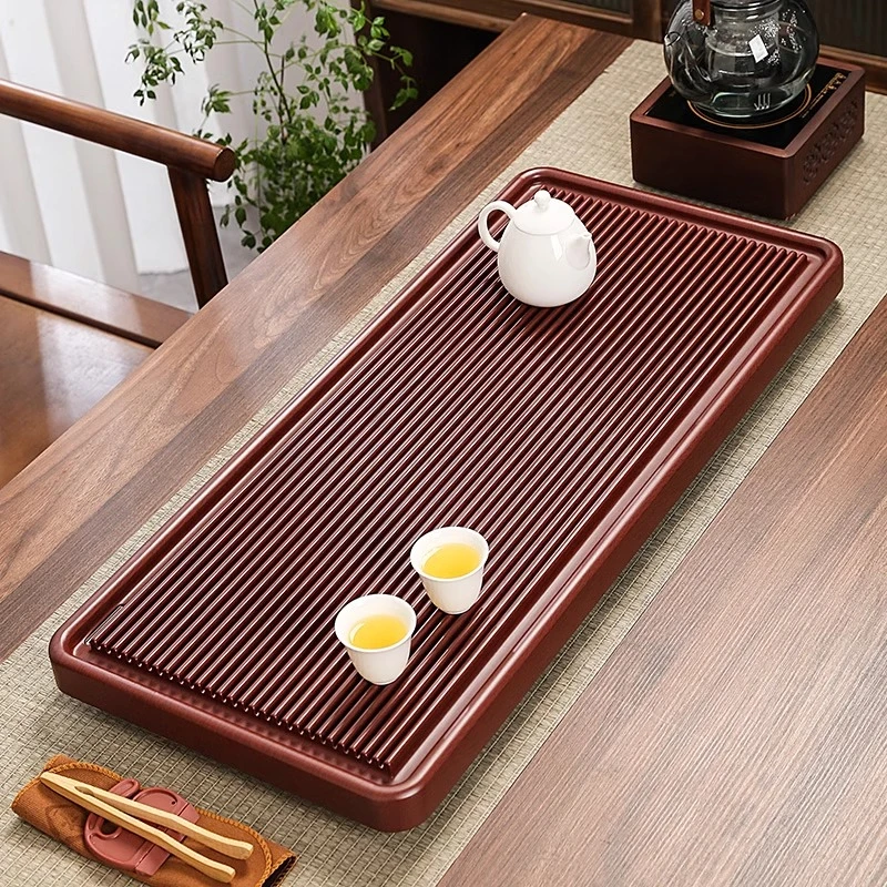24整块黑檀木纹纹茶台茶托盘简约排水茶海新中式功夫茶具长方形