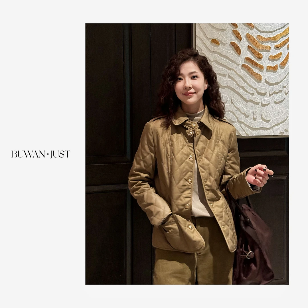 BUWANJUST高品定制小翻领定位充绒菱形格精致感鹅绒服  N898