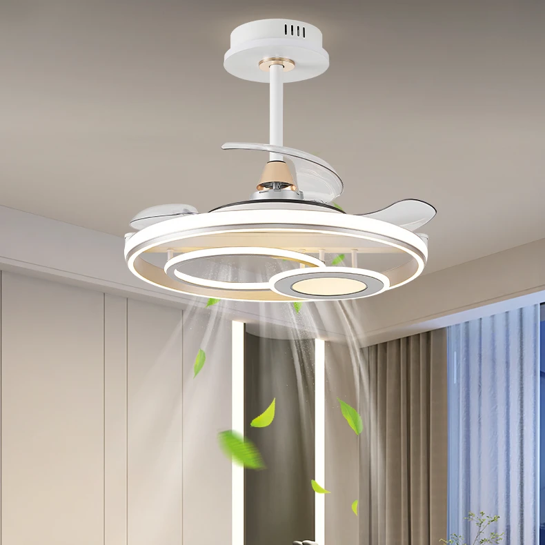 2024高端大气LED客厅卧室餐厅现代简约智能语音隐形风扇吊灯时尚