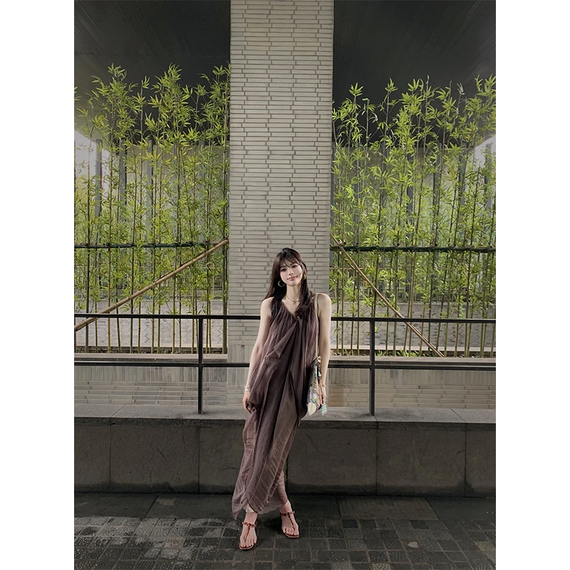 ASMANNA/诧寂美学不规则律动波浪造型系带连衣裙A246ADD023