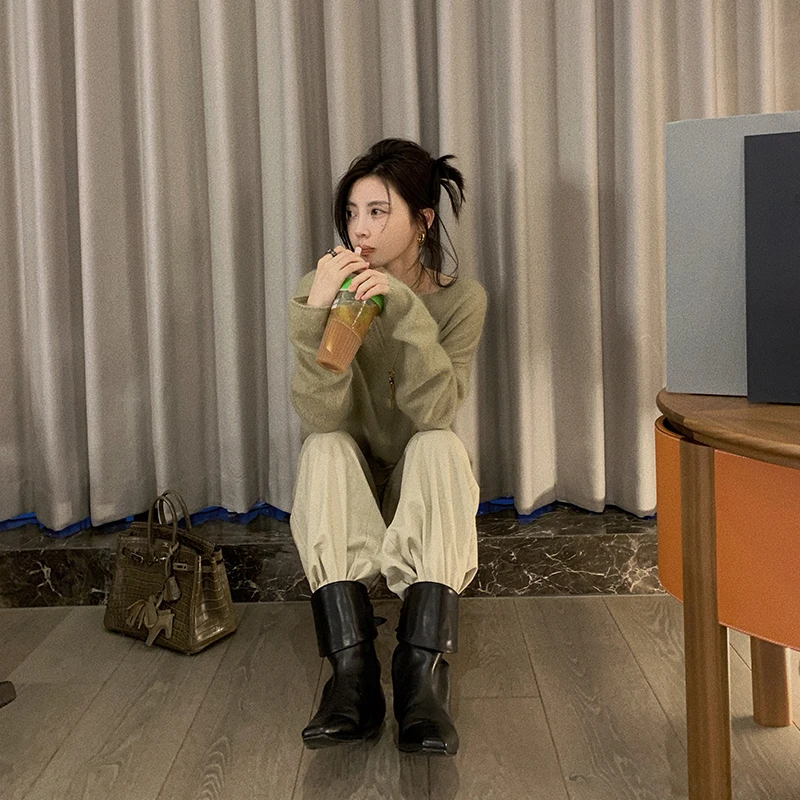 ASMANNA/重磅羊皮里料复古翻折真皮底短靴A2308ANX212