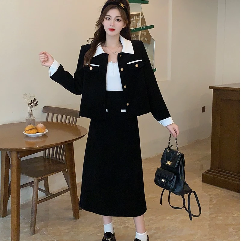 菲尼娜【知性优雅】胖mm亮眼显瘦外套休闲小香风套装17535+17759