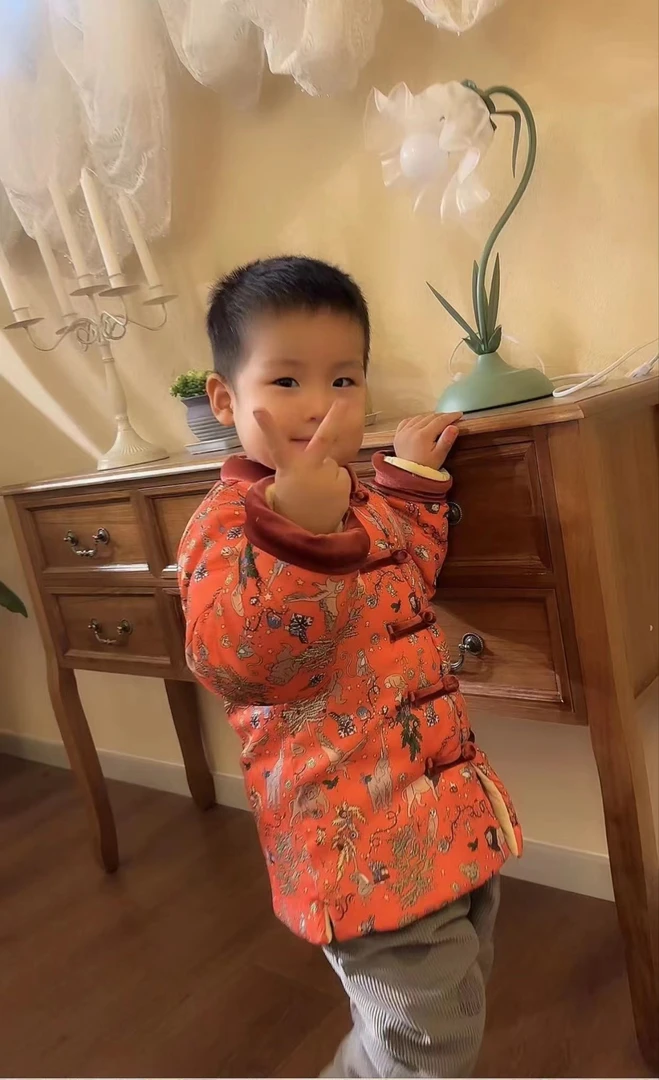 儿童唐装男宝宝拜年服中国风棉花袄棉内胆民族风棉服