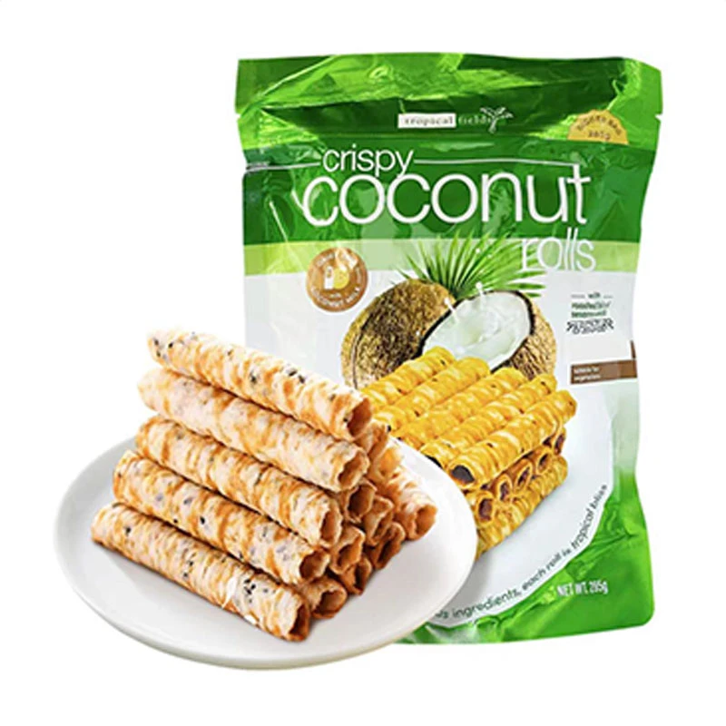 开市客代购泰国进口TROPICAL椰奶酥卷285克椰子蛋卷小吃零食