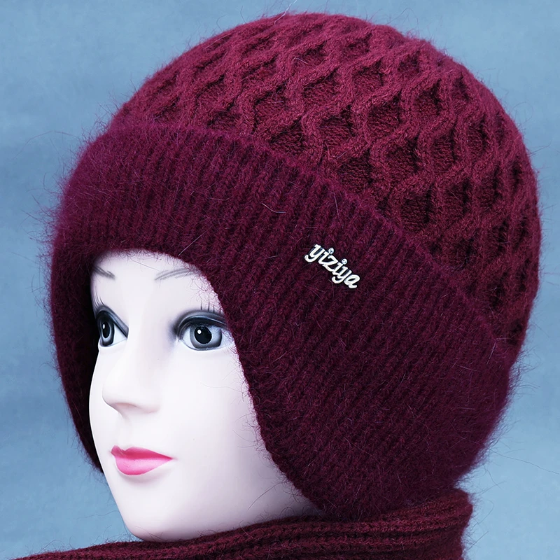 中老年人帽子女冬季妈妈棉帽加绒加厚针织保暖帽奶奶老太太毛线帽