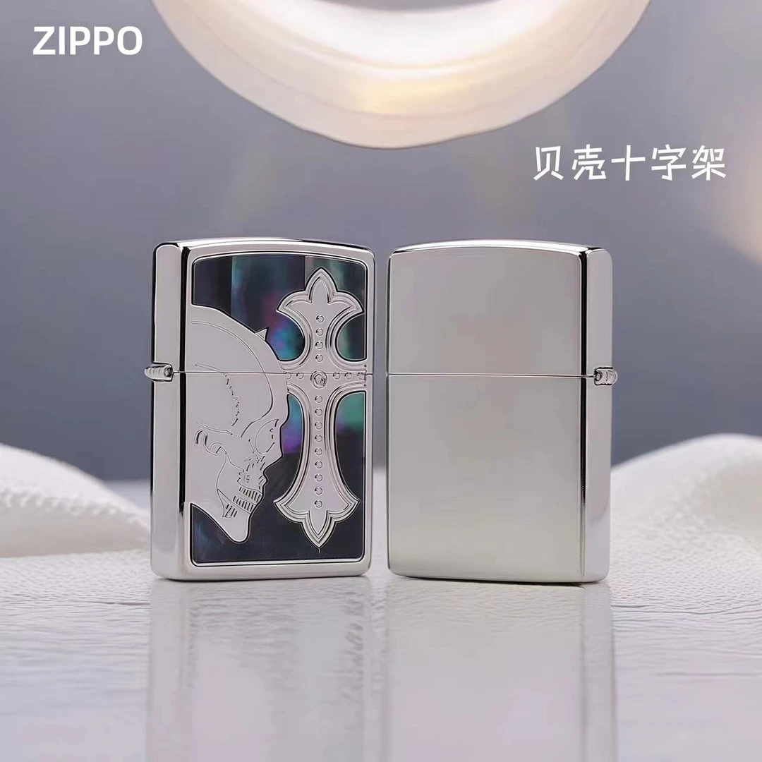 ZIPPO打火机【贝壳十字架】原装正品煤油防风生日礼物男士送礼DYJ1