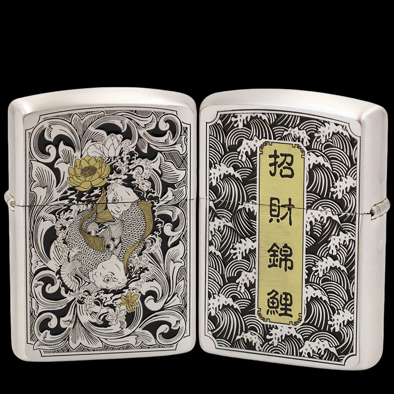 ZIPPO打火机【招财锦鲤】镀银盔甲鲤鱼原装正品男士煤油防风礼DYJ1