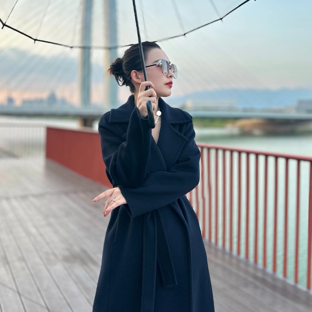 【BYJ原创】双层加厚大翻领30%双面山羊绒大衣秋冬毛呢外套气质显瘦