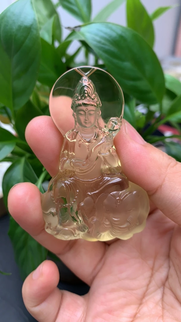 天然定制黄水晶普贤吊坠