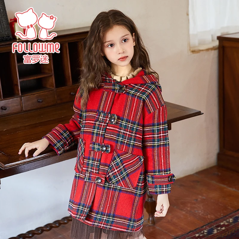 富罗迷女童外套秋冬款儿童装冬季夹棉保暖女孩中长款大衣F3D9175F