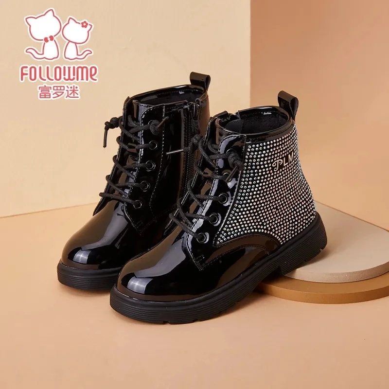 富罗迷女童时尚马丁靴新款冬季软底防滑棉靴加厚保暖二棉靴2D7857