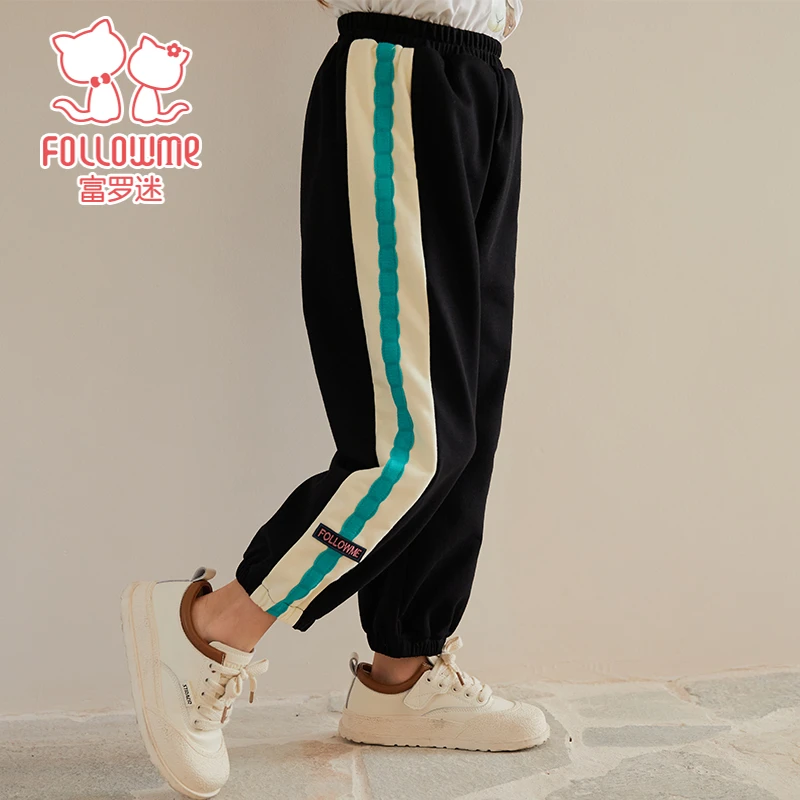 富罗迷女童运动裤24新款春秋简约舒适小学生宽松休闲卫裤F4A9335K