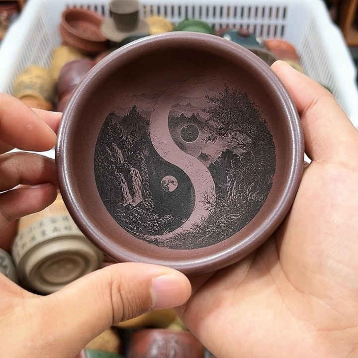 紫砂茶杯宜兴原矿紫砂主人杯