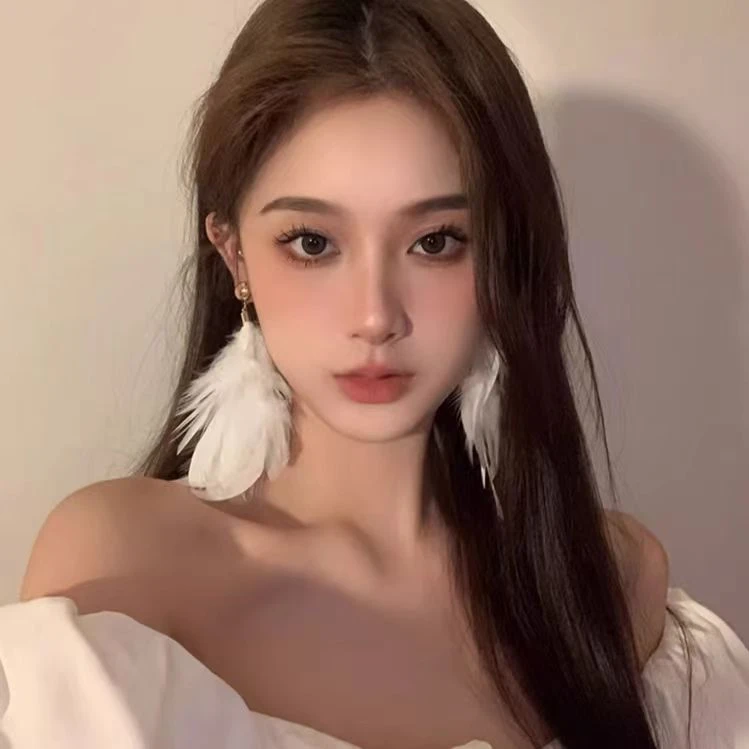 锌合金耳饰 超仙羽毛流苏耳环秋冬高级耳钉女2024新款气质耳饰