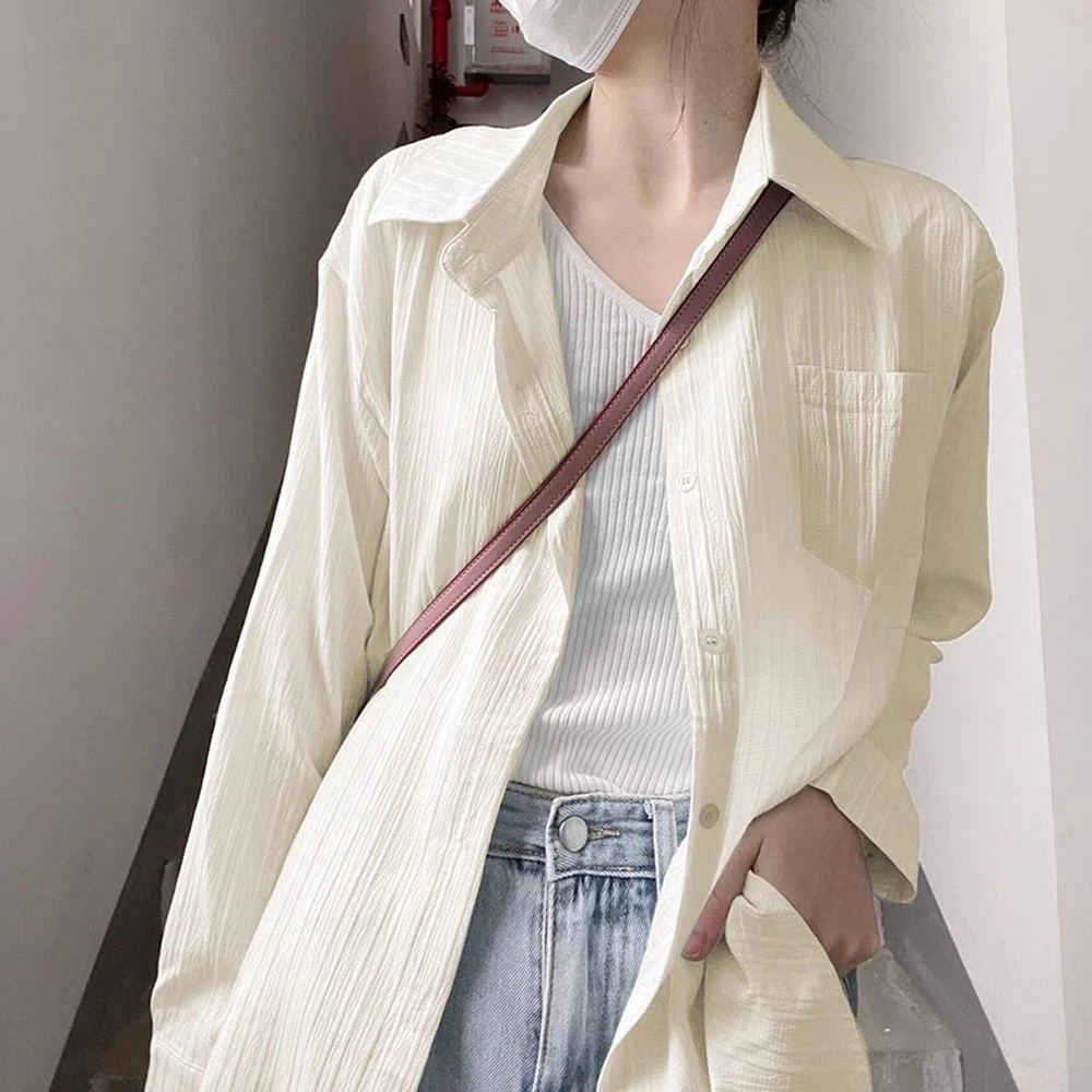 法式肌理感衬衫女春夏新款时尚幂式穿搭长袖衬衣叠穿休闲上衣显瘦
