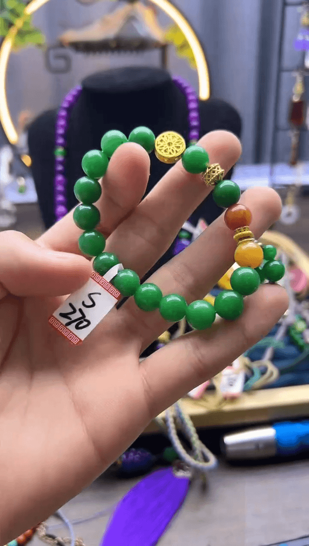 【闪购商品】翡翠手链14K金镶嵌S270