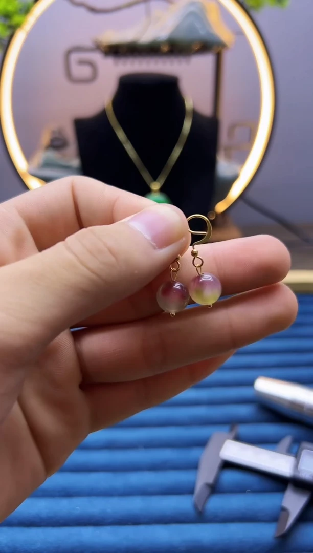 【闪购商品】碧玺耳饰14K金镶嵌E133