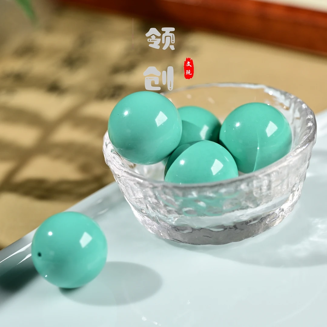 【约14mm果冻绿圆珠】手工穿珠配珠 （盘玩走老油绿）多样性发货