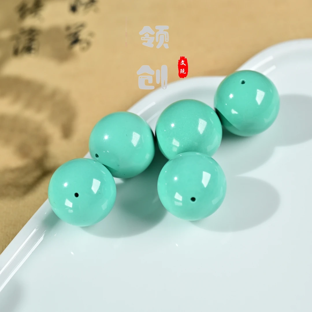 【约12mm果冻绿圆珠】手工穿珠配珠 （盘玩走老油绿）多样性发货