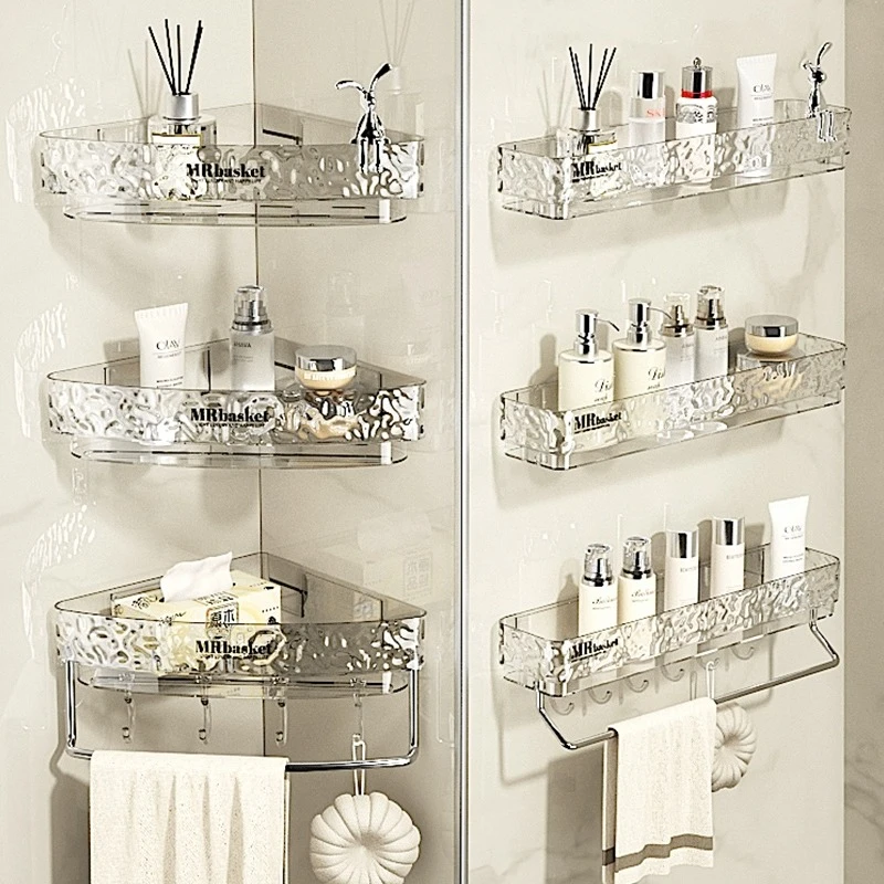 冰川纹卫生间三角置物架免打孔厕所挂墙架洗漱台高颜值壁挂收纳架