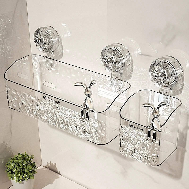 卫生间吸盘置物架洗漱台壁挂式洗脸巾收纳盒免打孔整理盒浴室挂篮