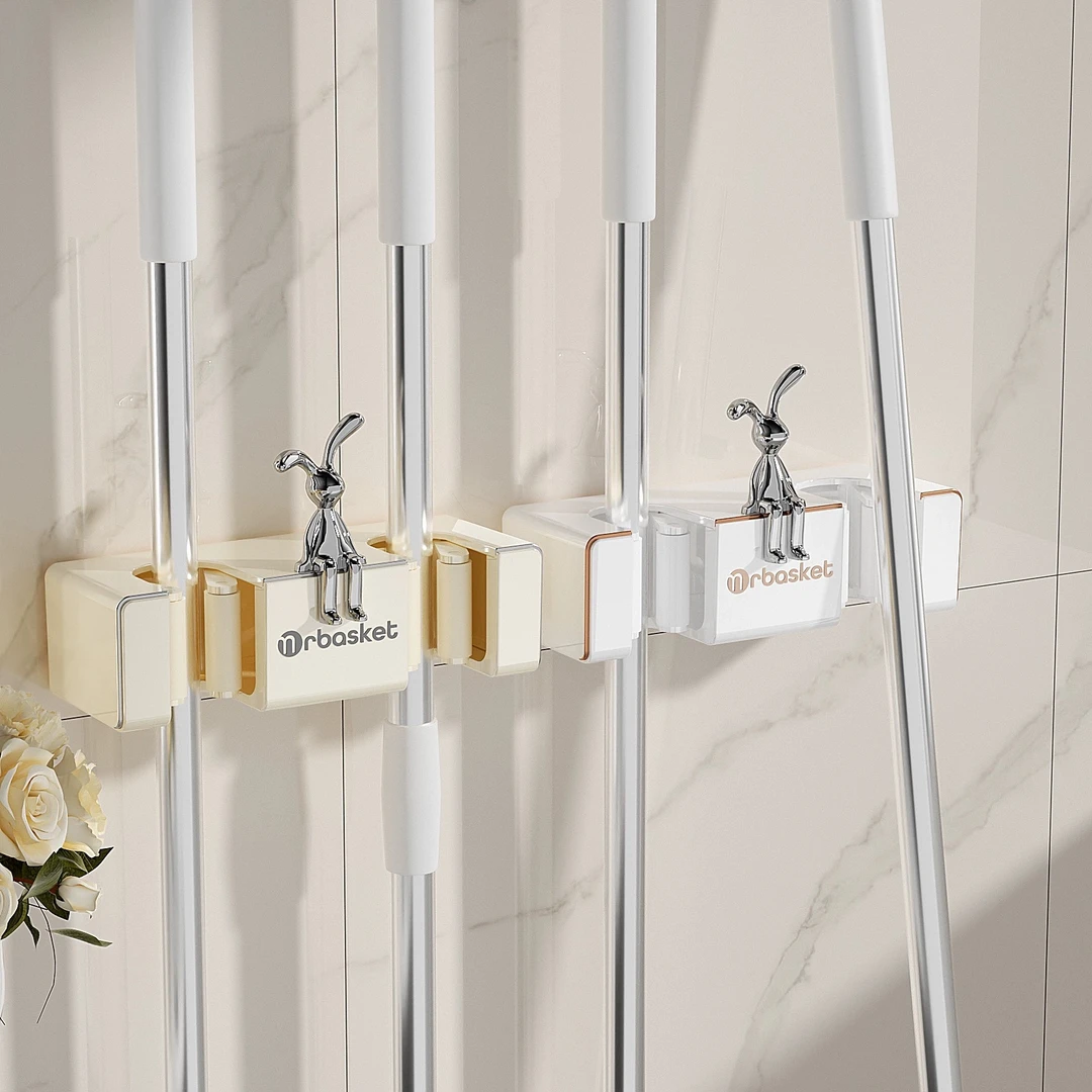 拖把壁挂架挂钩卫生间门后挂扫把固定架收纳神器浴室免打孔拖布夹