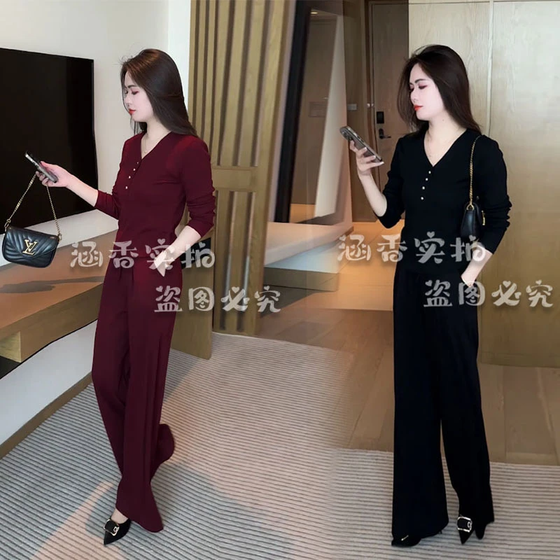 QISU/起素起素品牌2024秋季新款安哥拉红显瘦修身洋气套装女032