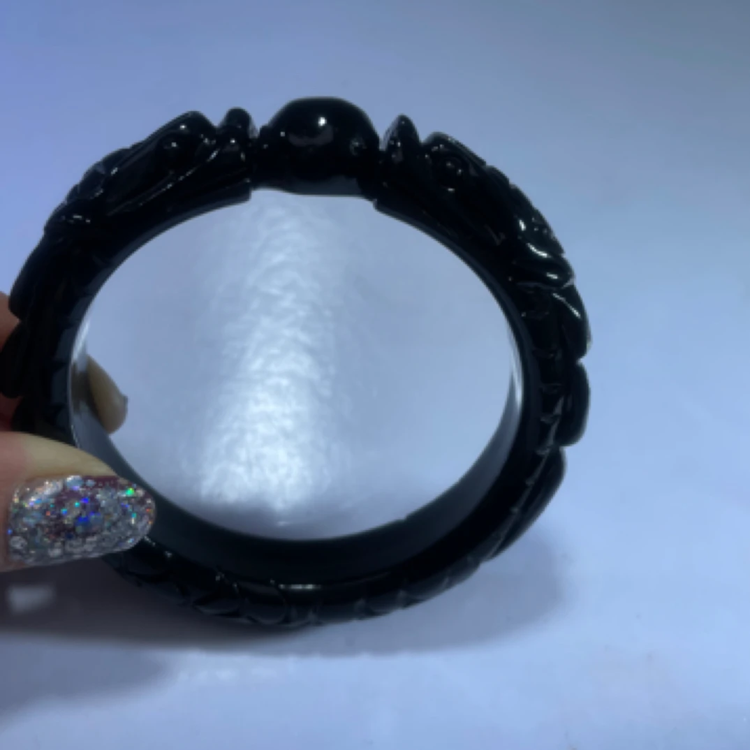 岫玉黑乌鸡龙手镯（口径不全）直播间挑选