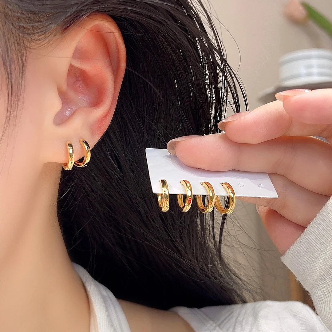 耳饰光面素圈耳扣时尚百搭小众简约-990