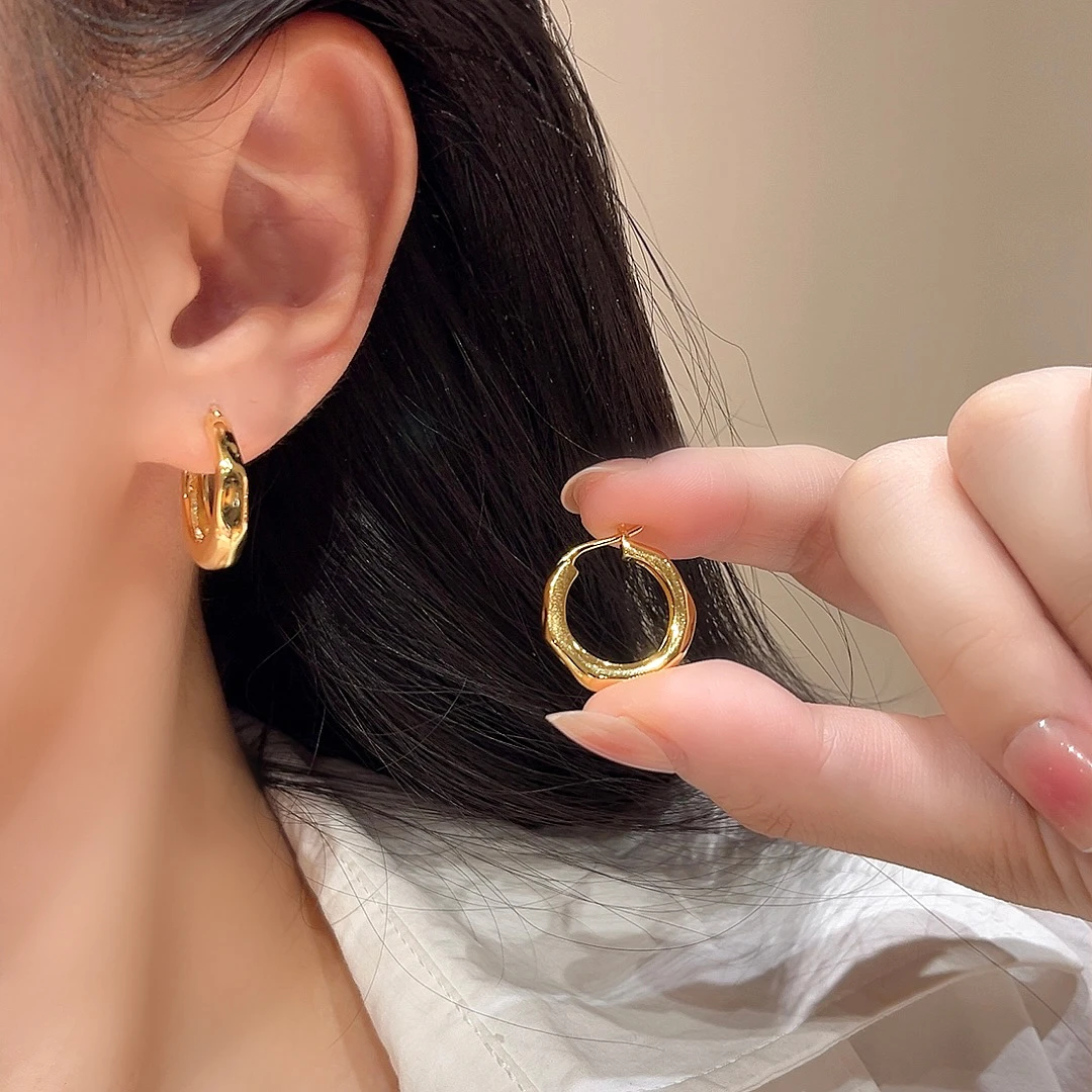 925银针耳饰气质时尚百搭法式小众简约圈圈素款-8089