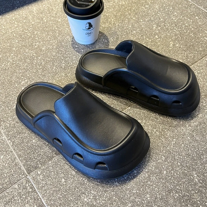 包头平跟纯色网红风日常包头拖半拖凉拖夏季情侣居家软底休闲防滑