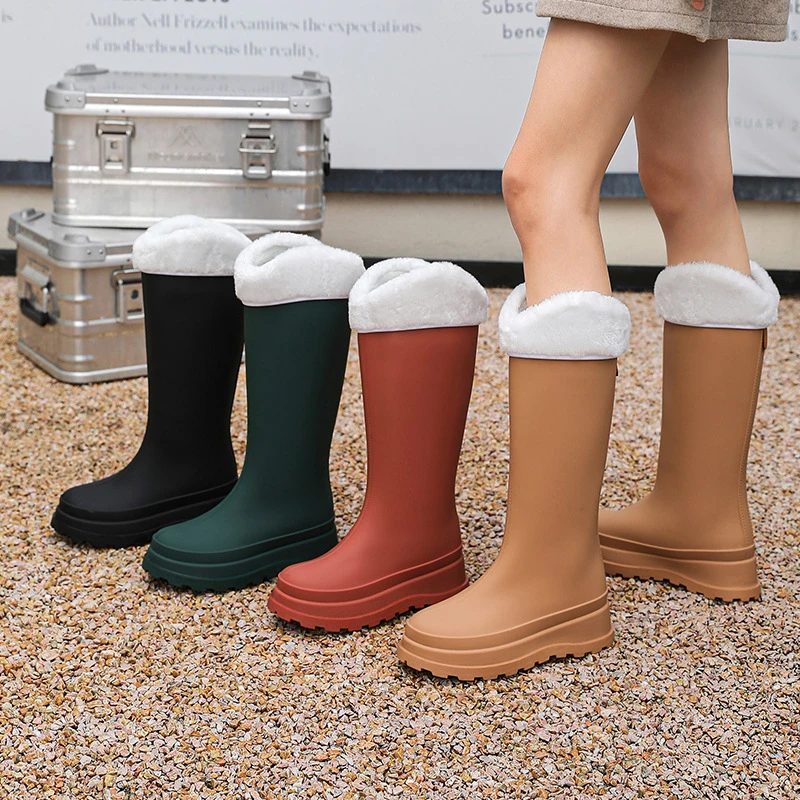 雨鞋女款新爆款加绒显瘦防滑便携防水外穿耐磨百搭厚底雨靴胶鞋