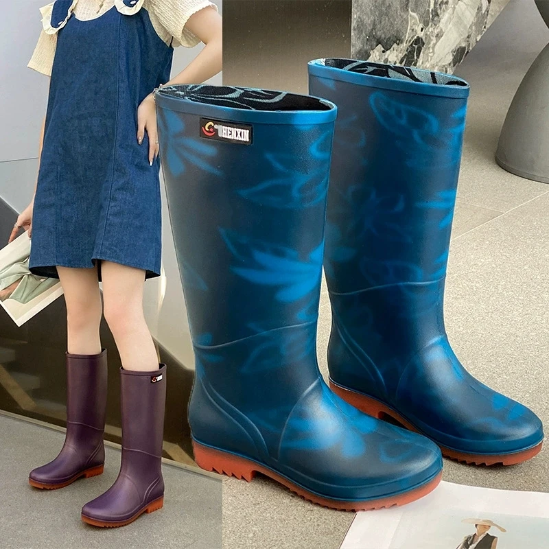 2023新款简约时尚雨鞋女长筒四季雨靴防滑耐磨水鞋胶鞋雨靴厚底