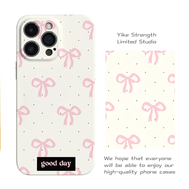 粉色蝴蝶结菲林壳软适用苹果16promax/15 14 可爱手机壳VIVO华为