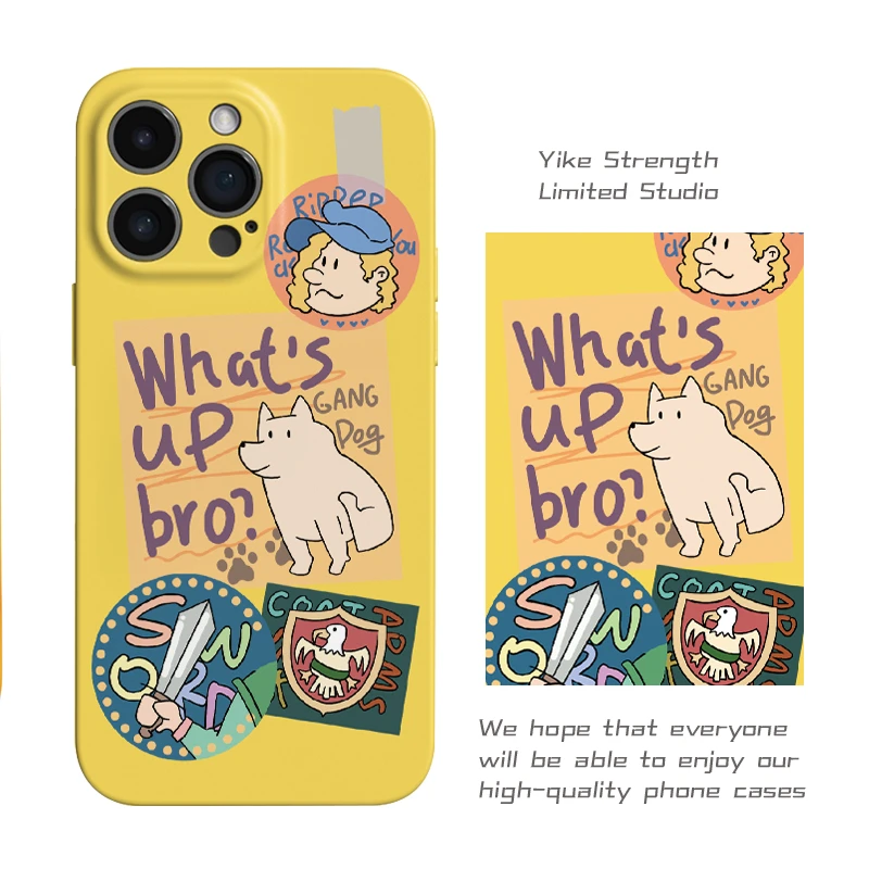 小狗 菲林壳进口光面适用iphone苹果13rpomax/可爱手机壳VIVO华为