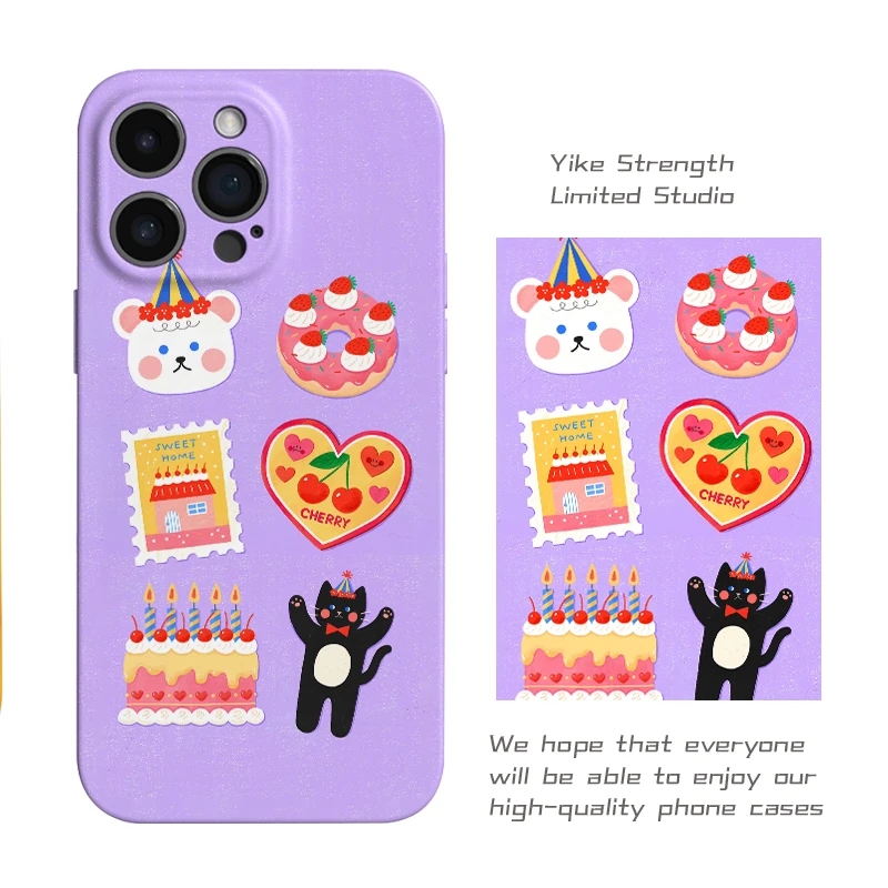 紫色蛋糕菲林壳软适用苹果16promax/15 14 可爱手机壳VIVO华为