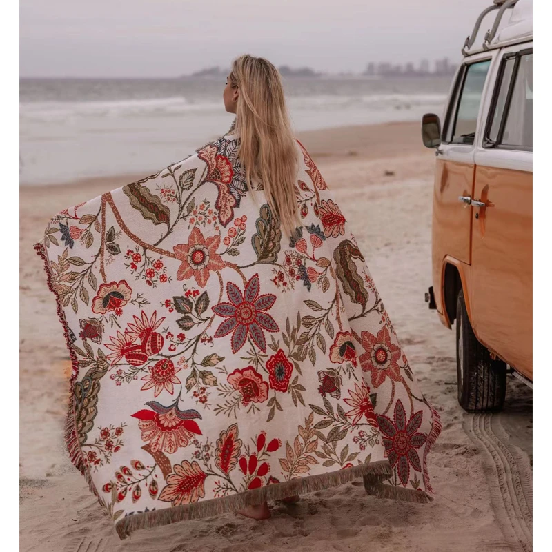 米诗缇【比奇诺的花卉盖毯】潮牌艺术小众设计花图案盖毯披肩装饰毯