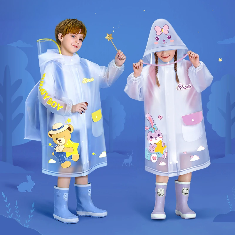 夏季儿童卡通雨衣学生带书包位小学生连体加厚宝宝恐龙雨衣