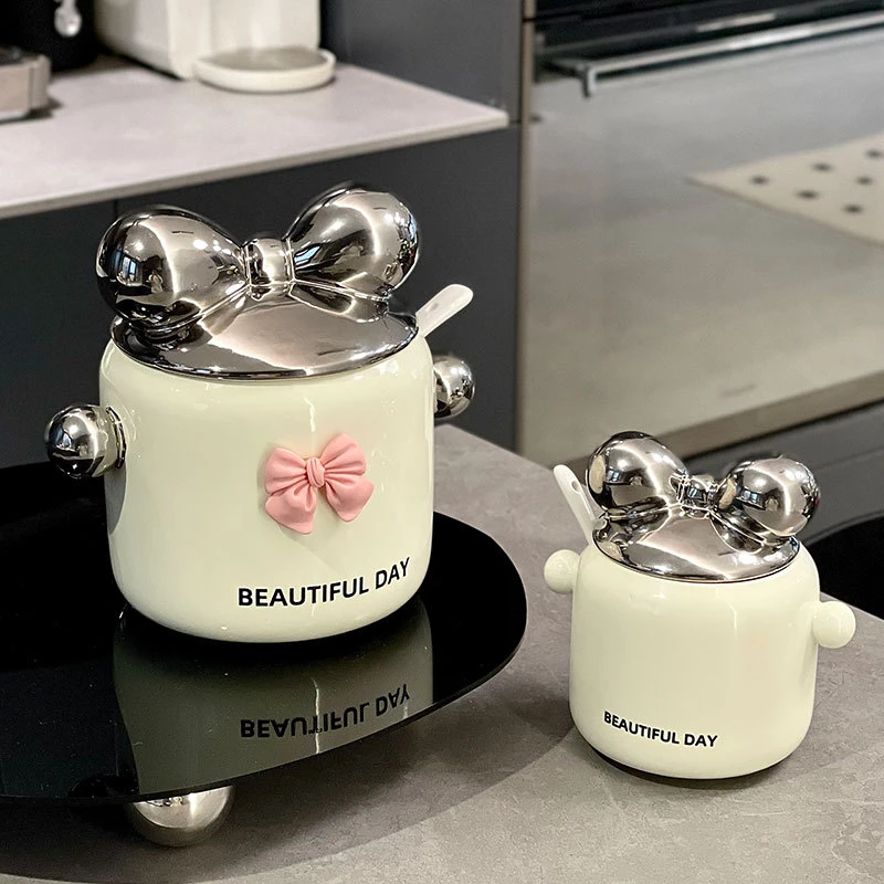 轻奢创意电镀陶瓷猪油罐耐高温厨房调味用品收纳罐家用辣椒罐油罐