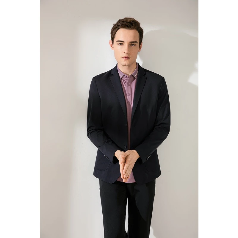 新款男士商务时尚休闲黑色外套夹克春季【23CBD-X93888蓝色】上衣