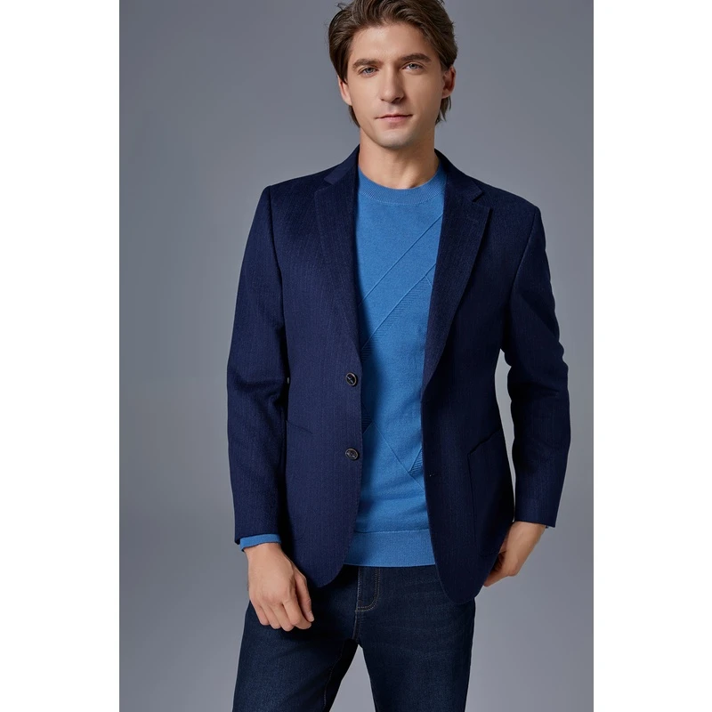 汇川新款便西男士商务时尚休闲外套【23DBJ-X58863-1蓝色】