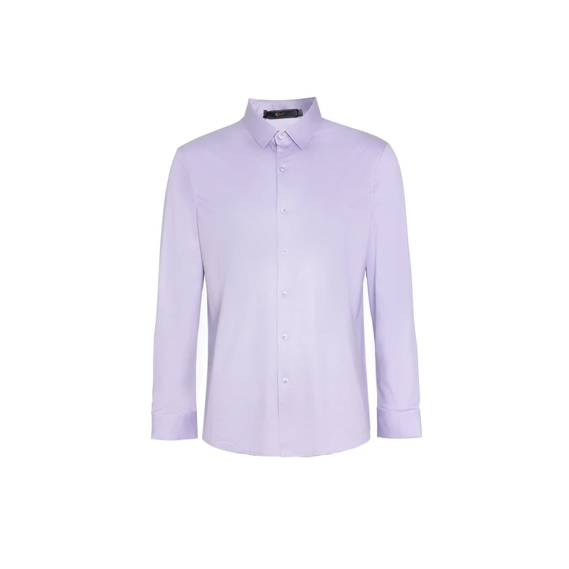 汇川新款时尚针织白色休闲修身长袖T恤纯色男款上衣23CTH-89615