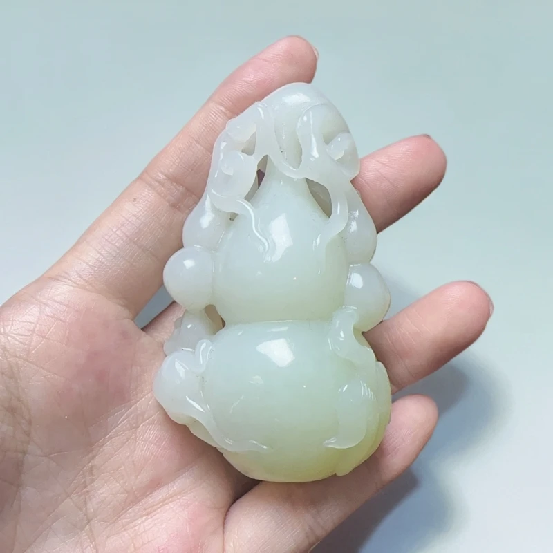 旧藏和田白玉葫芦猴子手把 代代封侯 福禄寿 雕工精美 明清制式