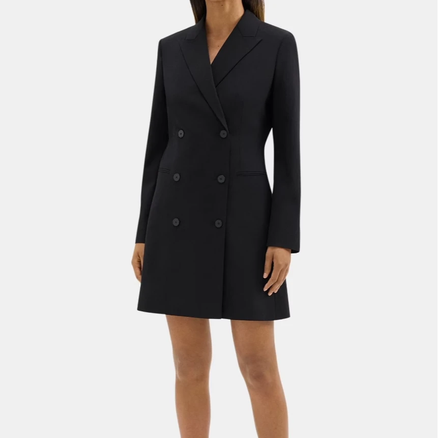 THEORY美国直邮DB BLAZER DR 96%羊毛双排扣西装连衣裙O101604R