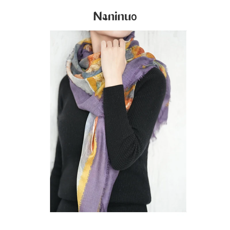 Naninuo/纳尼诺<邂逅>系列意境狂想围巾设计独特春季丝羊绒围巾