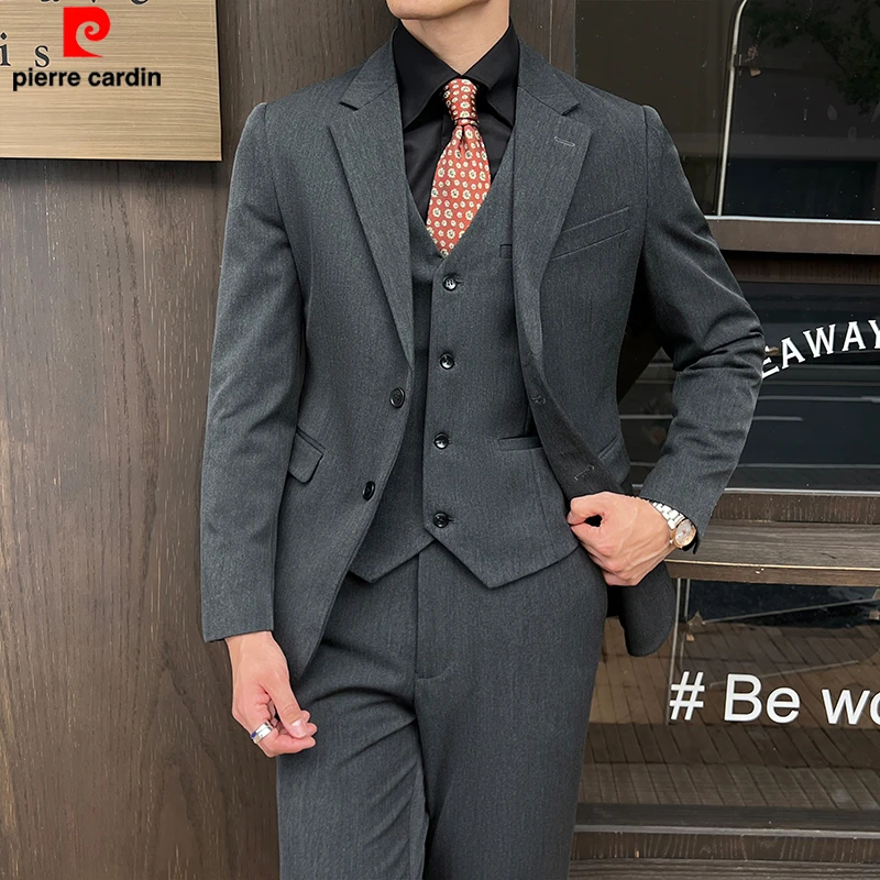 皮尔卡丹婚礼西服套装男士修身商务休闲西装韩版气质新郎结婚礼服