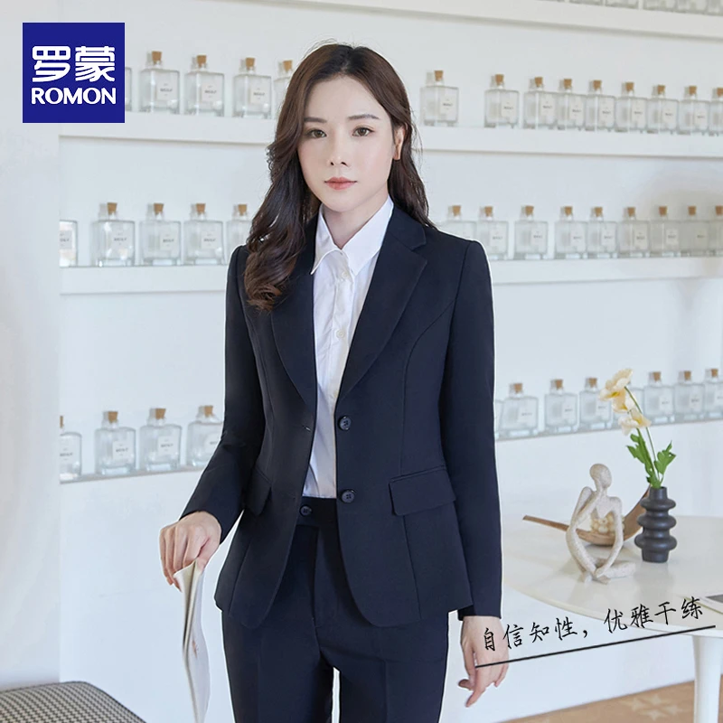 【女士两件套】罗蒙西服套装商务休闲面试职业气质工作服修身正西装