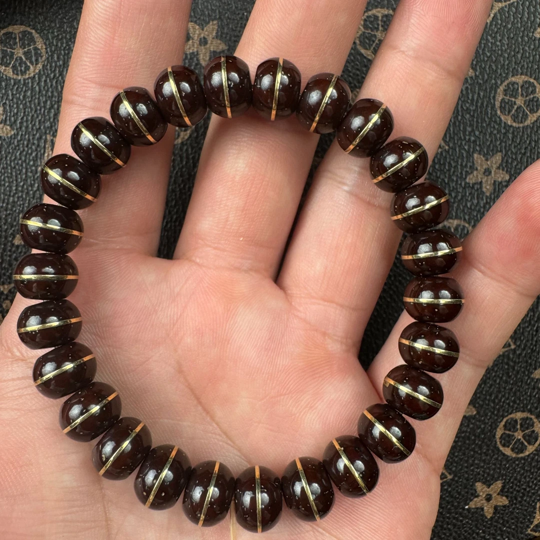 百翠玉庭紫金鼠手串咖红皮实心紫金鼠老料一线天10+8手把件文玩